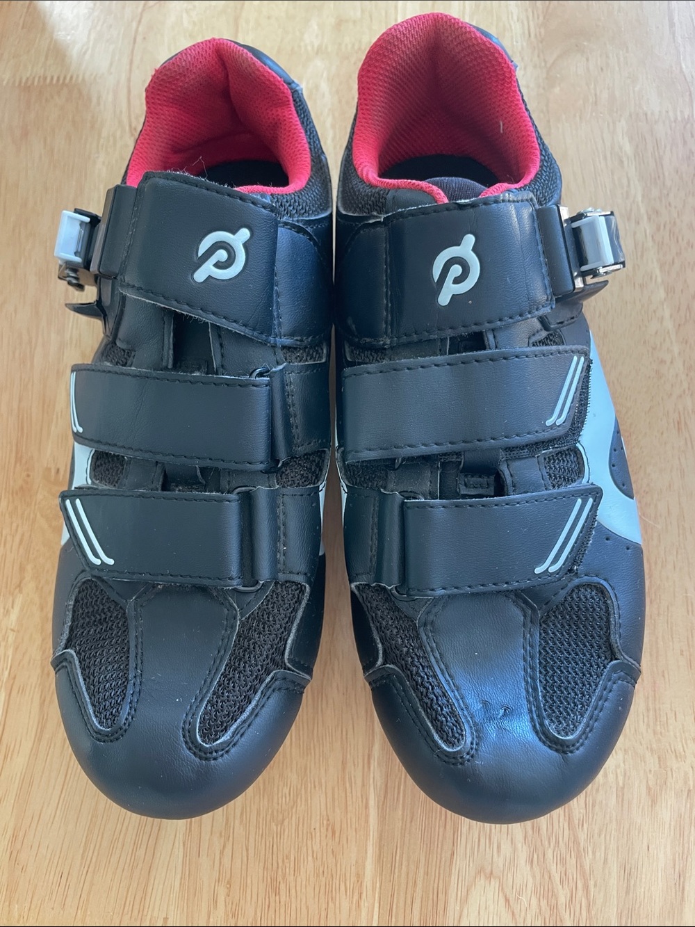 Peloton Black Cycling Sneakers with Red Lining